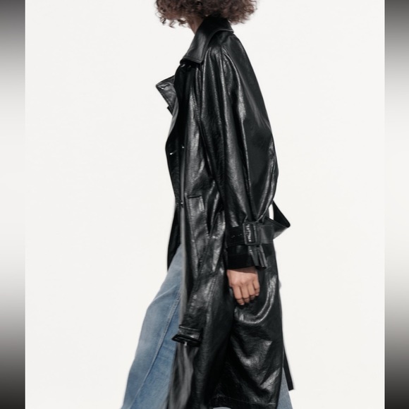 Zara belted faux leather trench coat - Picture 7 of 13
